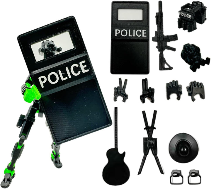 Juego de 5 figuras de acción de escudo policial impreso en 3D, 13 f...