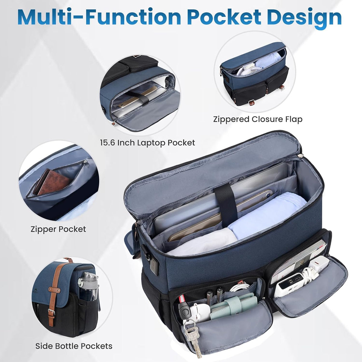 MATEIN Bolso bandolera para la escuela, bolso cruzado para hombre de 15.6