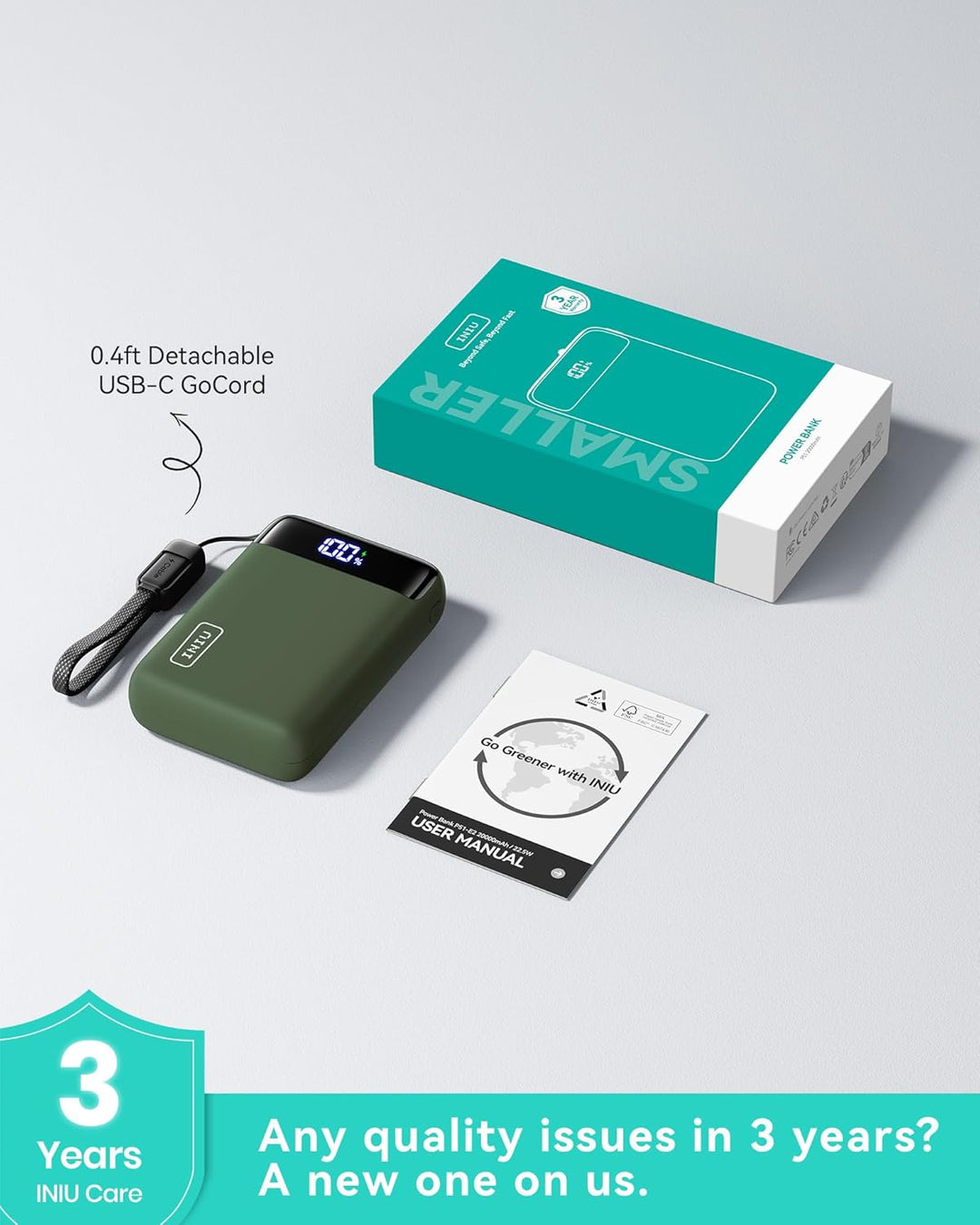 INIU Cargador portátil, más pequeño de 22.5 W, 20000 mAh, USB C, ca...