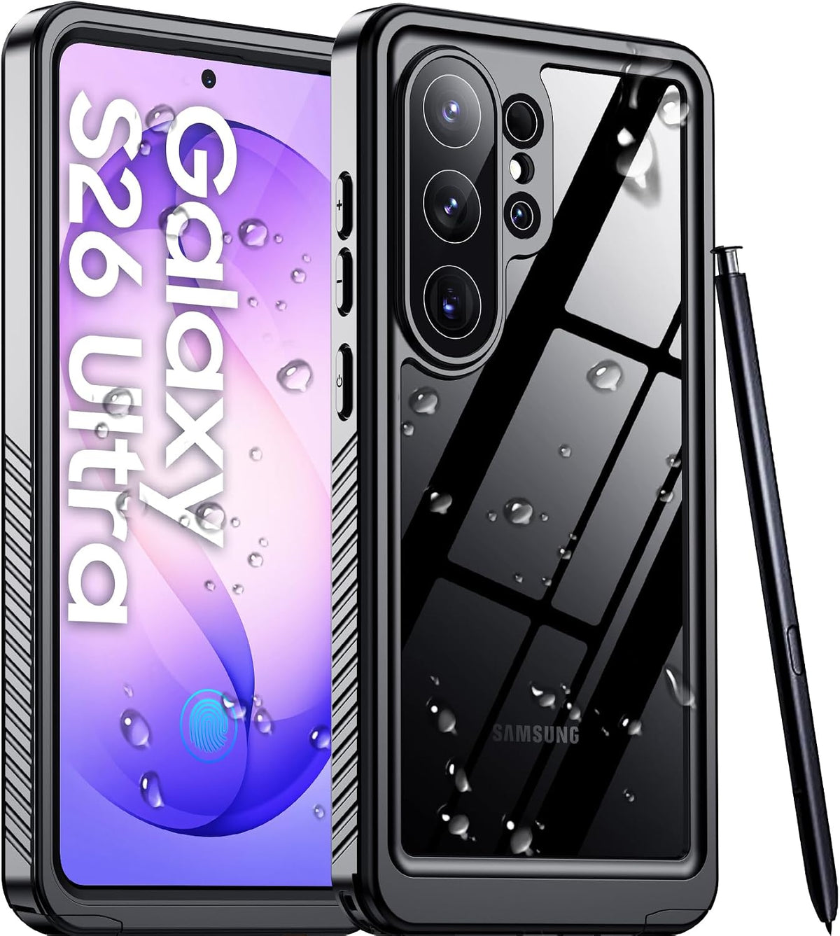 Temdan Funda impermeable diseñada para Samsung Galaxy S26 Ultra, lente y protector de pantalla integrados de grado militar, a prueba de golpes, a prueba de caídas, IP68 bajo el agua, carcasa completa para Galaxy S26 Ultra de 6.9 pulgadas, color negro