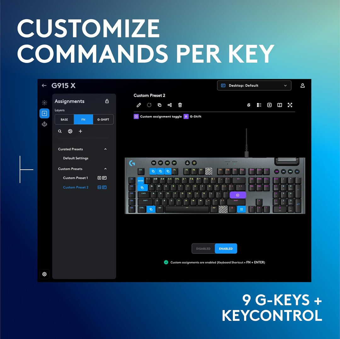 Logitech G915 X Teclado mecánico con cable para juegos, teclas PBT...