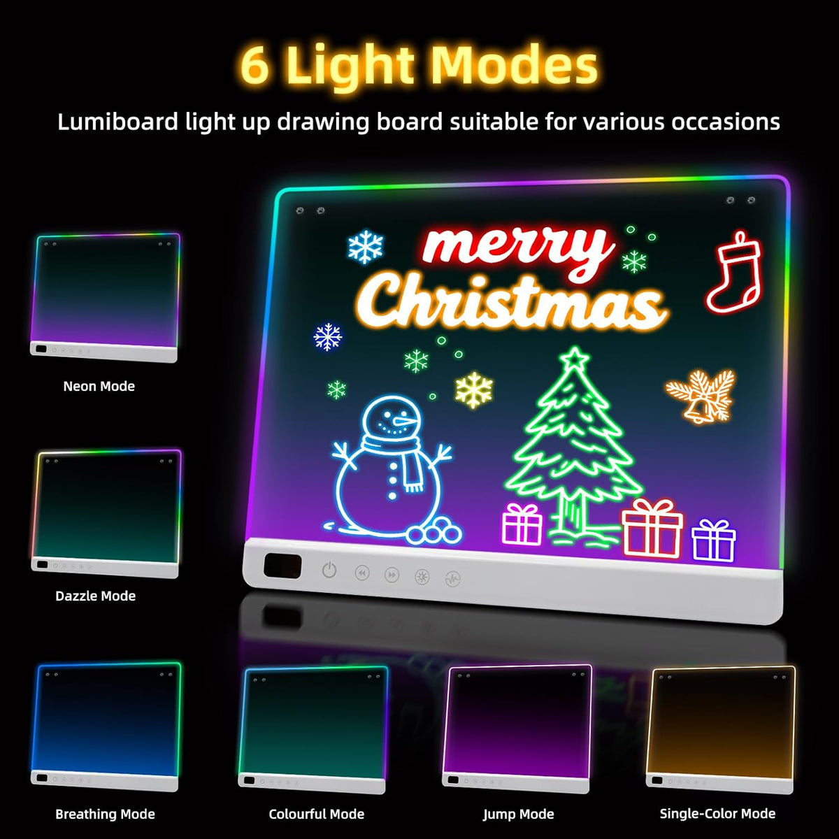 Tablero de dibujo LED con 13 efectos de luz, 16 pulgadas, recargable, para garabatos LED, con colores, tableta de dibujo con luz de neón, regalos para niños, ideas de regalo de Pascua