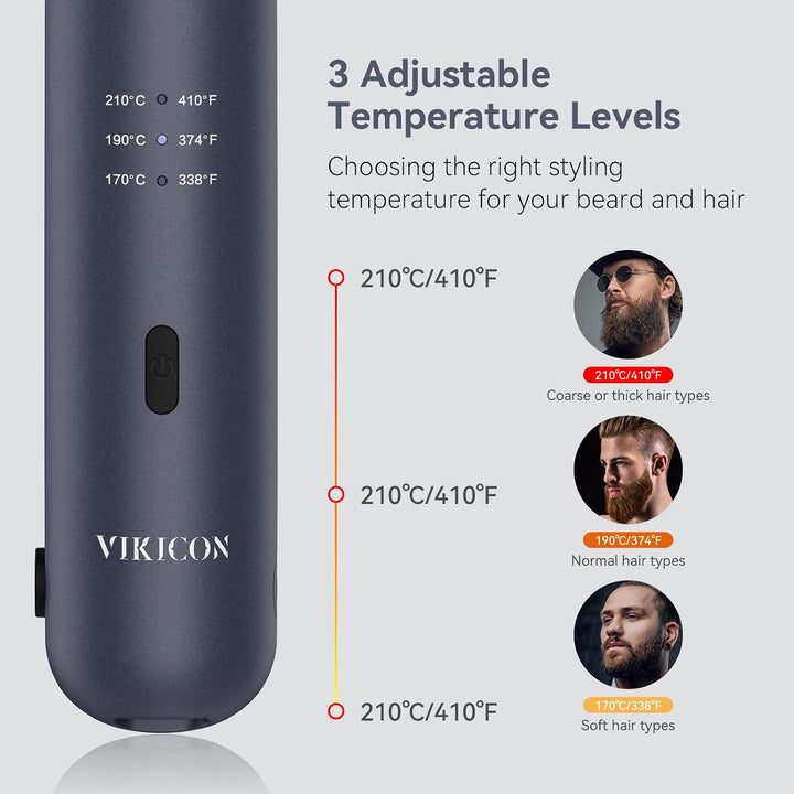VIKICON Mini Beard & Hair Straightener, Cordless Small Pencil Flat...