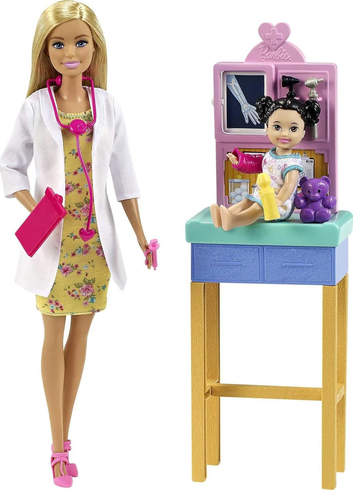 Barbie Juego de carreras, juego de pediatra con muñeca rubia médica...