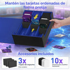Mlikero Caja de almacenamiento de tarjetas coleccionables, almacenamiento de tarjetas a granel para más de 1800 tarjetas con funda, organizador de tarjetas de cierre magnético de piel sintética con 10