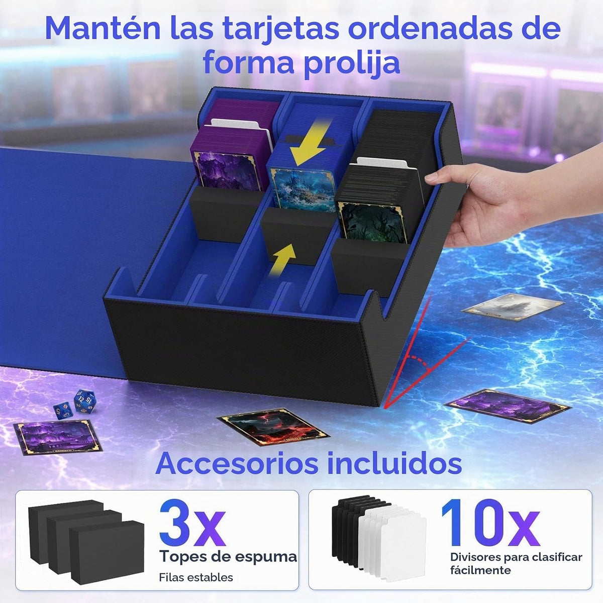 Mlikero Caja de almacenamiento de tarjetas coleccionables, almacenamiento de tarjetas a granel para más de 1800 tarjetas con funda, organizador de tarjetas de cierre magnético de piel sintética con 10