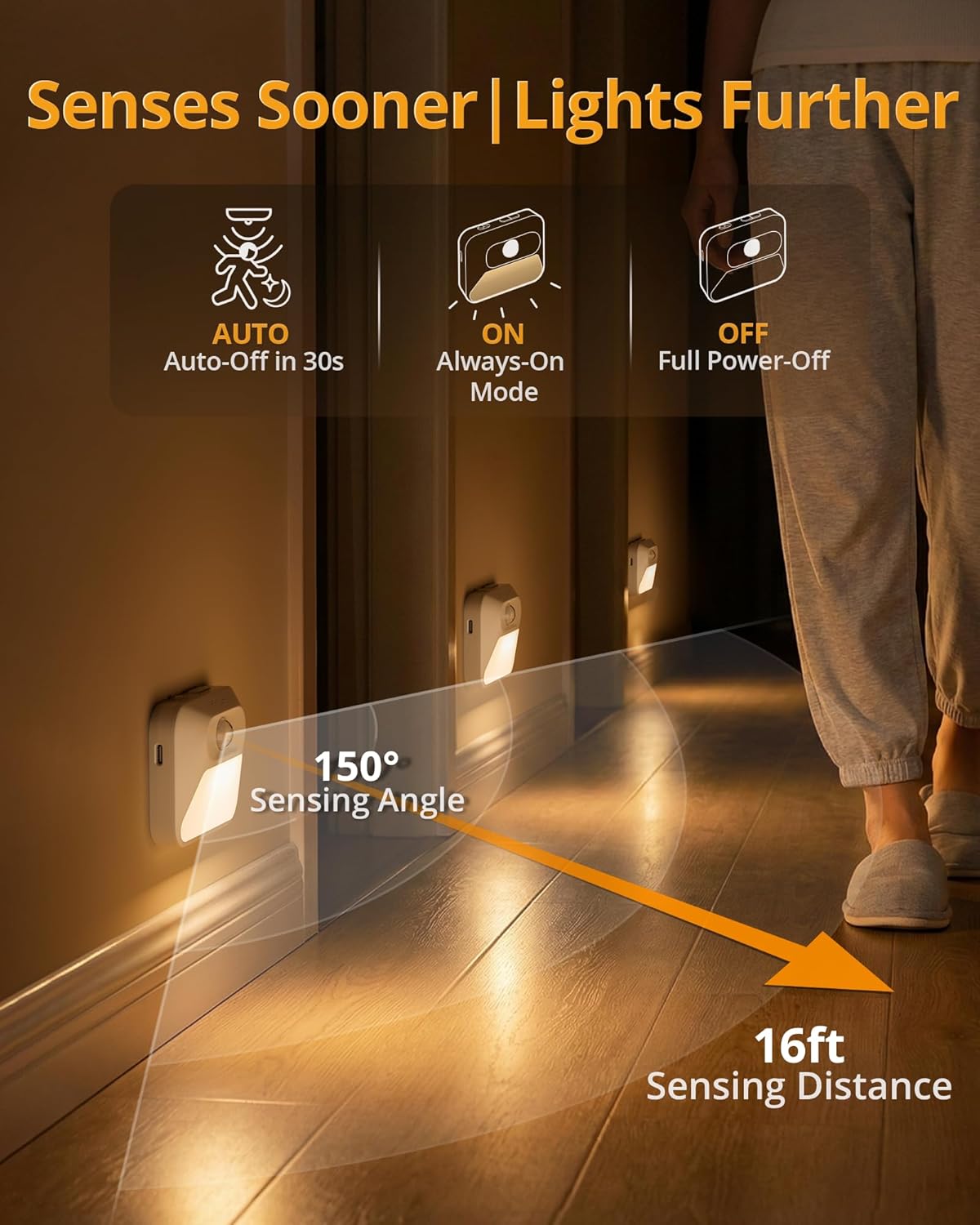 Luces nocturnas con sensor de movimiento de sincronización con base