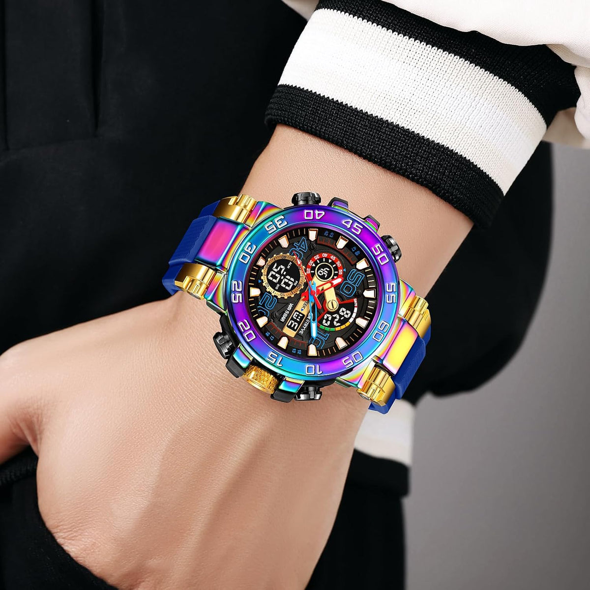 FANMIS Reloj digital analógico para hombre, reloj deportivo táctico militar