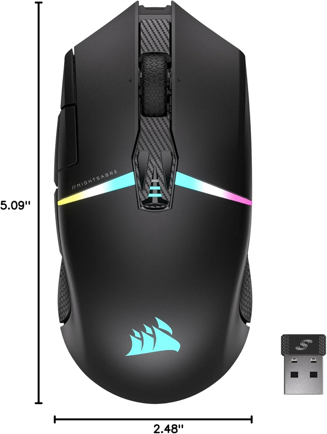 Corsair NIGHTSABRE - Mouse inalámbrico RGB para juegos FPS, MOBA -...