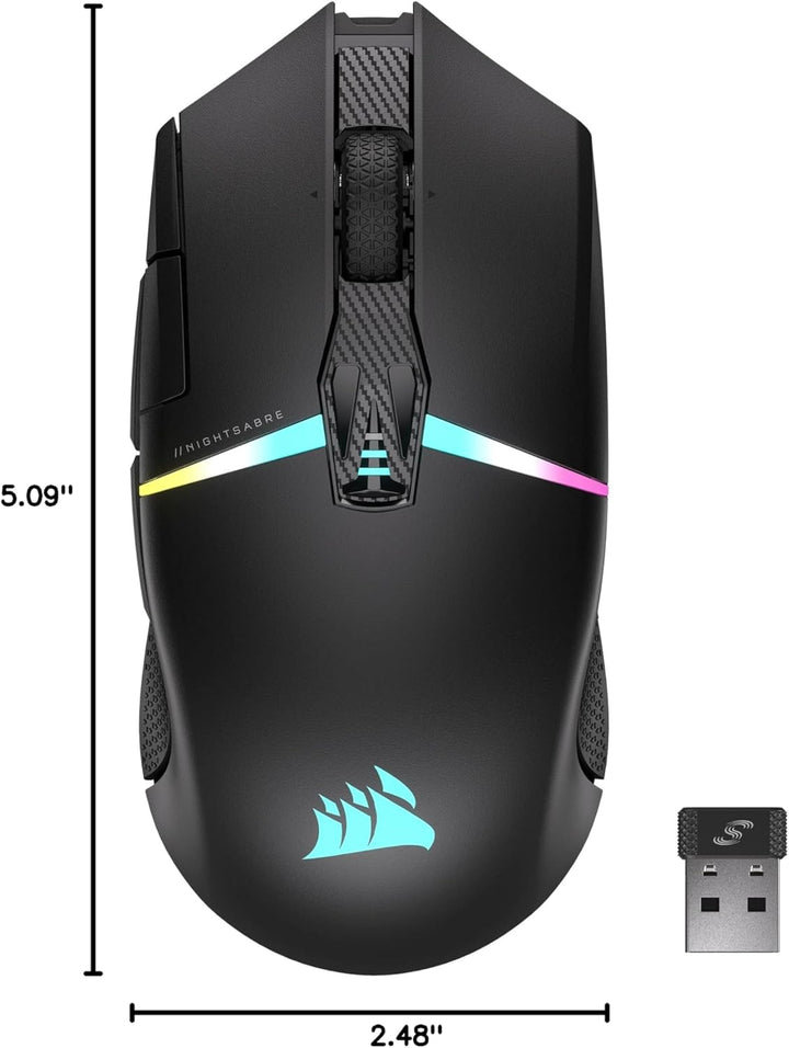 Corsair NIGHTSABRE - Mouse inalámbrico RGB para juegos FPS, MOBA -...
