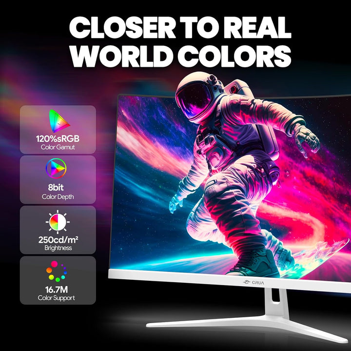 CRUA Monitor curvo para juegos FHD 1080P 200Hz de 27 pulgadas, 1800...