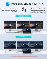 Estación de acoplamiento para portátil 3 monitores, Hub USB C con 2...
