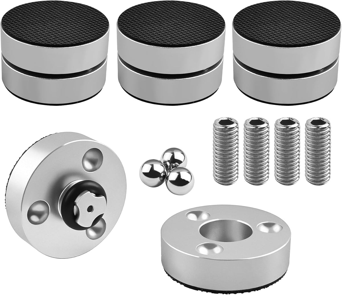 Pies de aislamiento de audio HiFi para tocadiscos, 4 paquetes, color negro