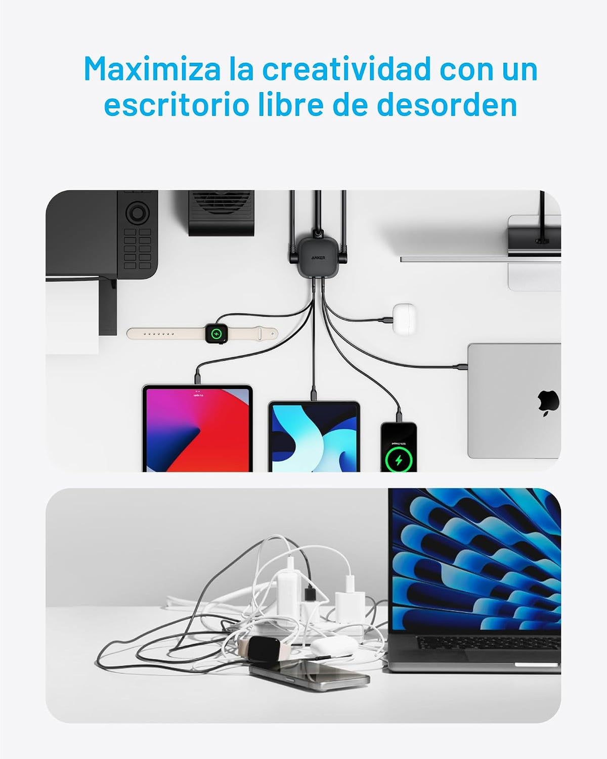 Anker Cargador de Escritorio, regleta 9-en-1 con protector contra sobretensiones de 300J, 100W