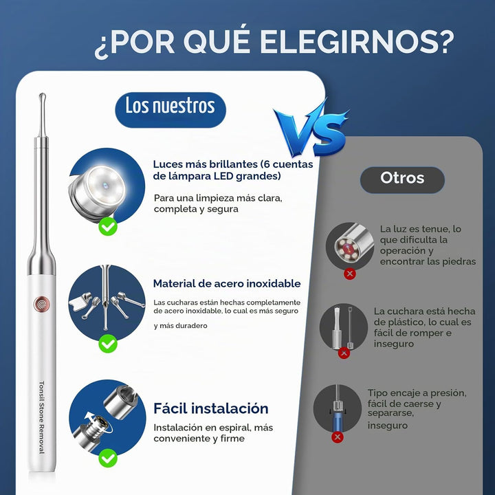 Removedor de cálculos amigdalinos con cámara \u2013 Kit de eliminac...