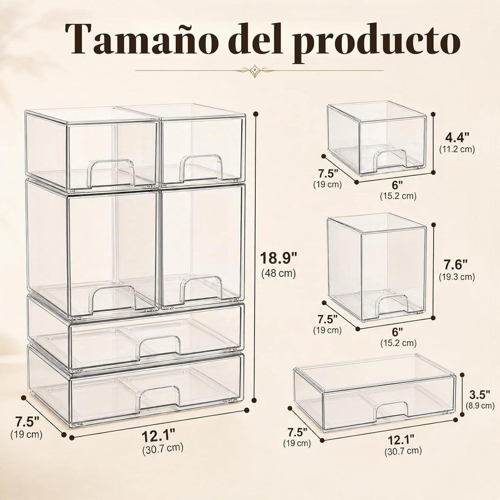 Cajones de almacenamiento apilables transparentes: cubos