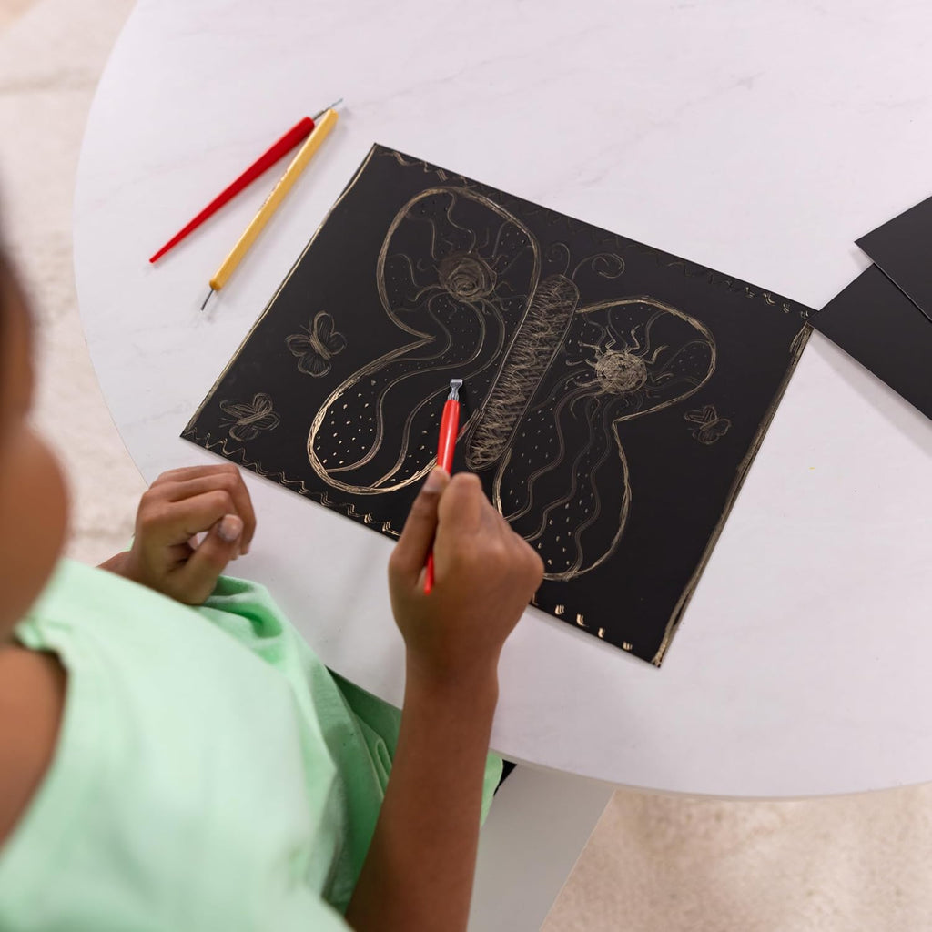 Melissa & Doug Scratch Art - Rascador de 50 unidades, dorado brillante sobre fondo negro