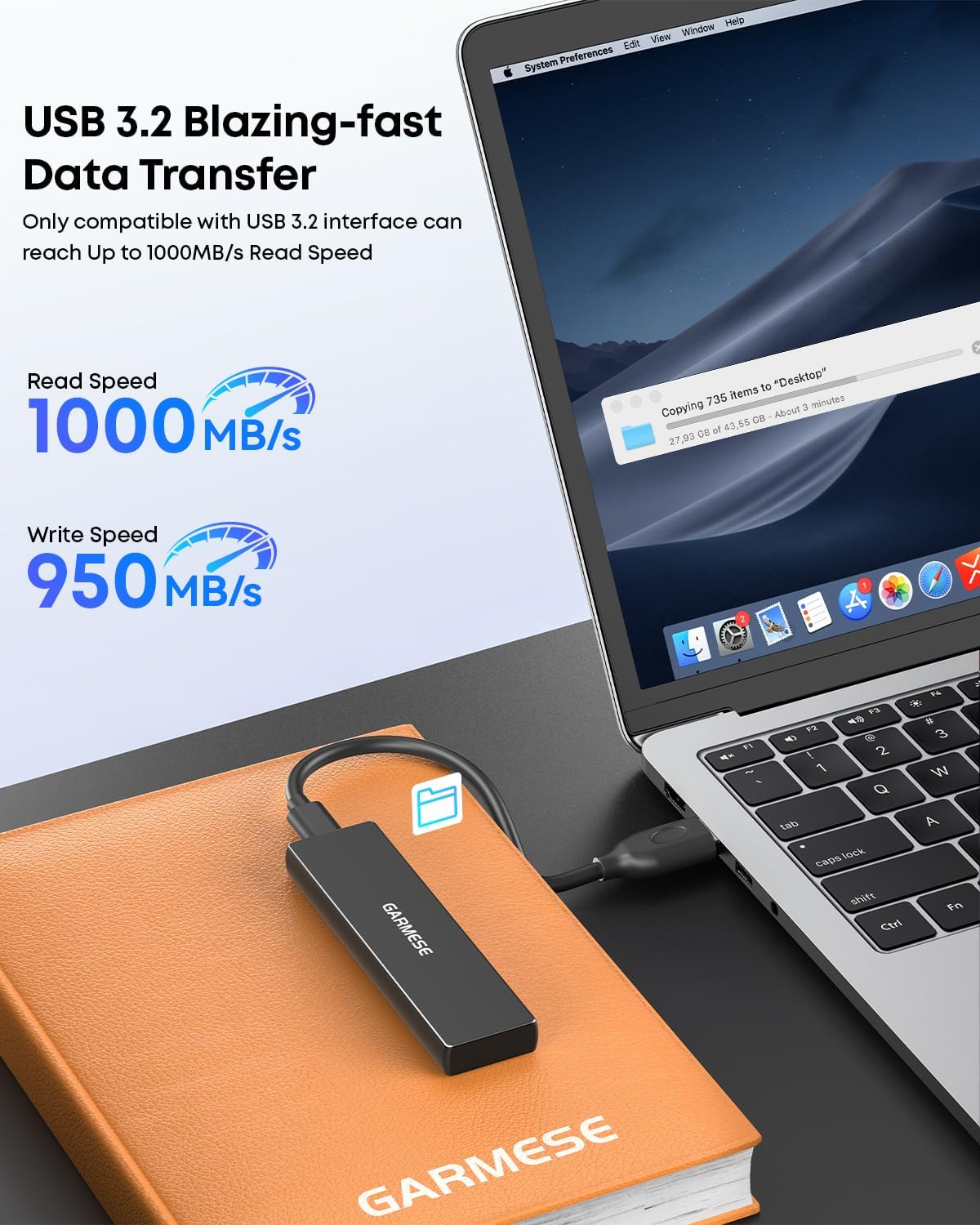 GARMESE SSD externo USB 3.2 Gen 2 de 1 TB, unidad de estado sólido...