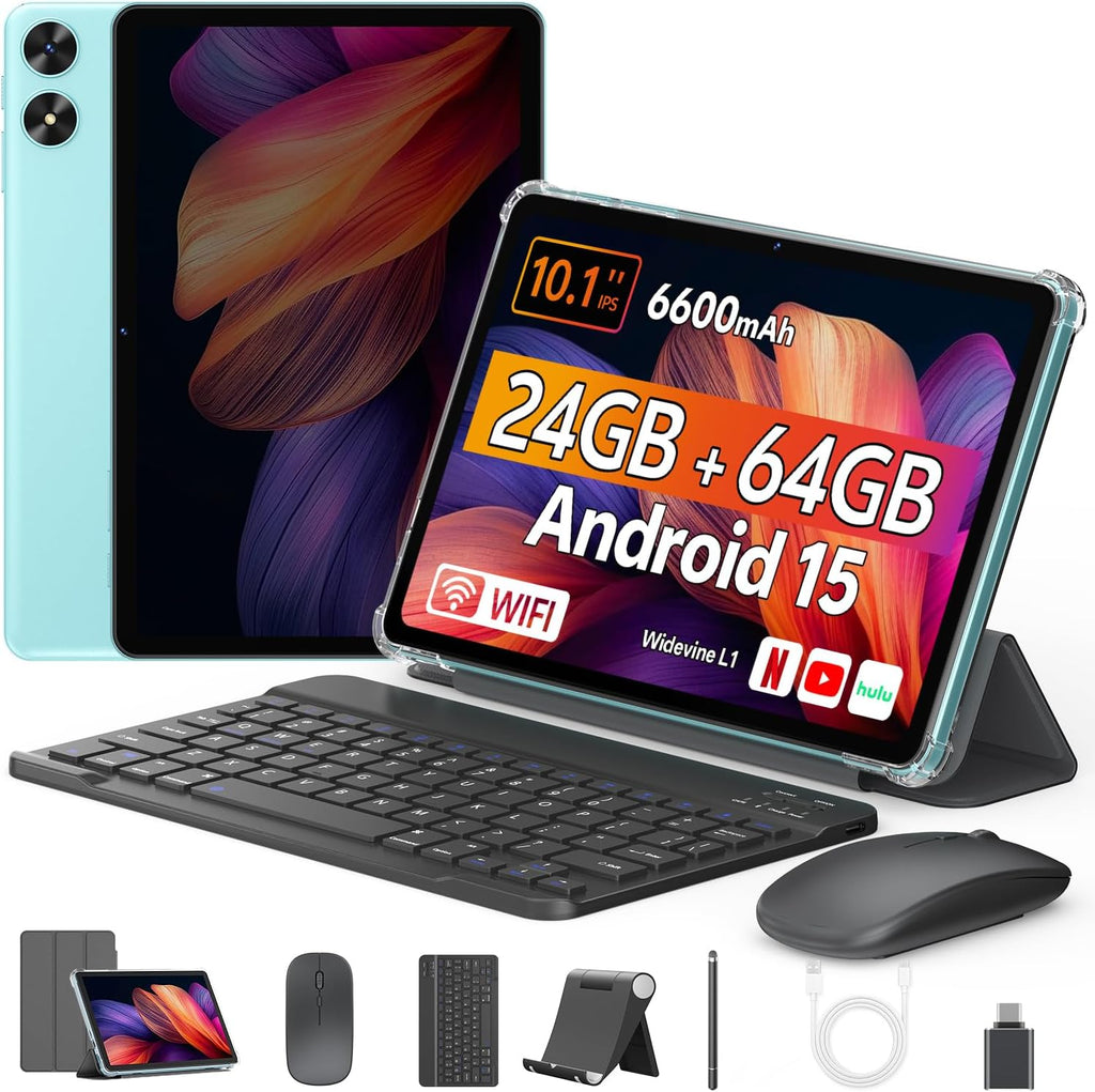 FIRYMID Tablet Android con teclado, 24 GB+64 GB, expansión de 1 TB,...