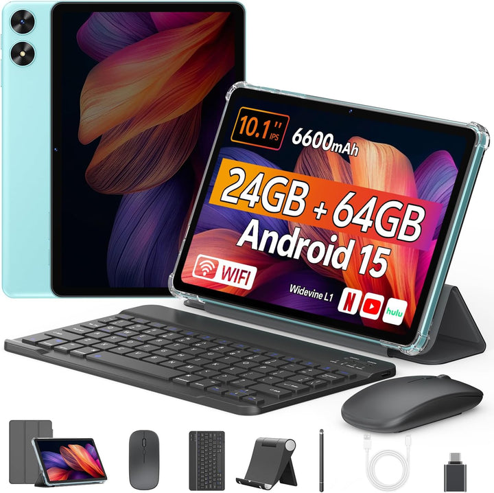 FIRYMID Tablet Android con teclado, 24 GB+64 GB, expansión de 1 TB,...