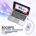 Adaptador Magnético USB C de 240W, 2 Unidades de Adaptador Recto de 24 Pines con Tapón de Polvo