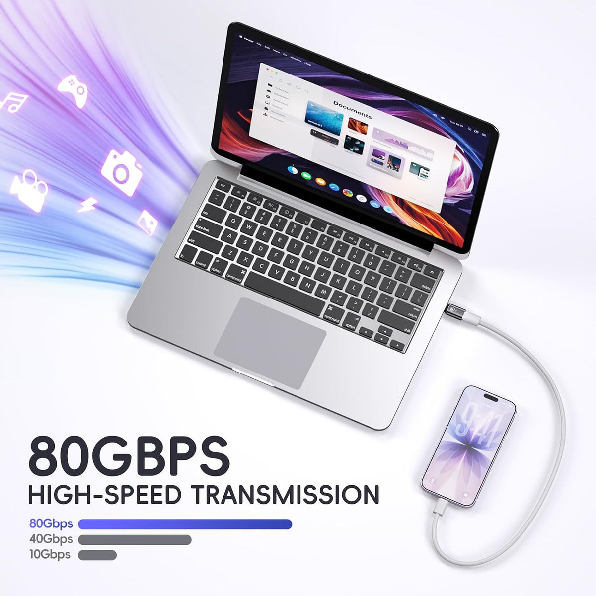 Adaptador Magnético USB C de 240W, 2 Unidades de Adaptador Recto de 24 Pines con Tapón de Polvo