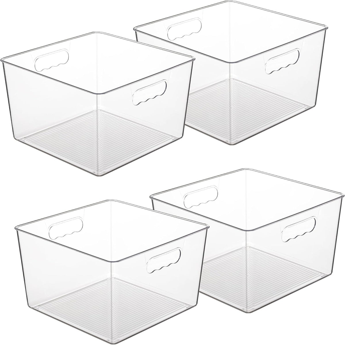Vtopmart Paquete de 4 cubos de almacenamiento transparentes extra grandes
