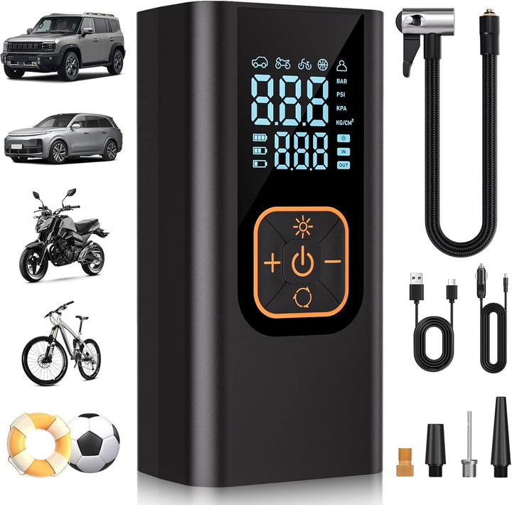QKMPOM Inflador de neumáticos de 180 PSI, compresor de aire portáti...