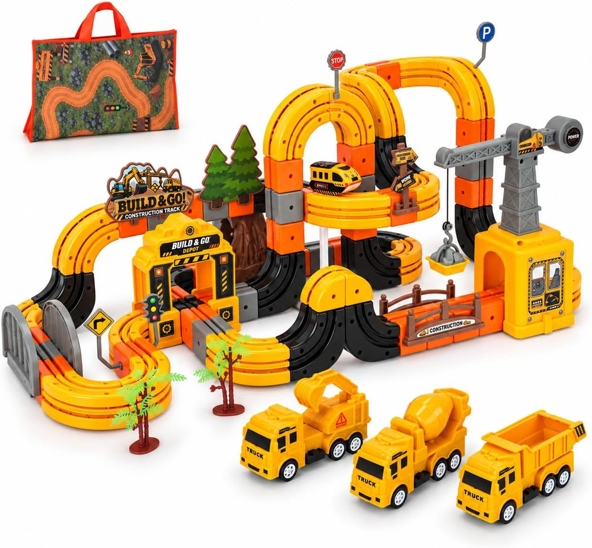 Juego de Trenes Eléctricos, 135Pcs Conjunto de Construcción para Pistas de Carrera para Niños