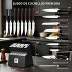 imarku Juego de cuchillos japoneses Santoku de acero inoxidable de 18