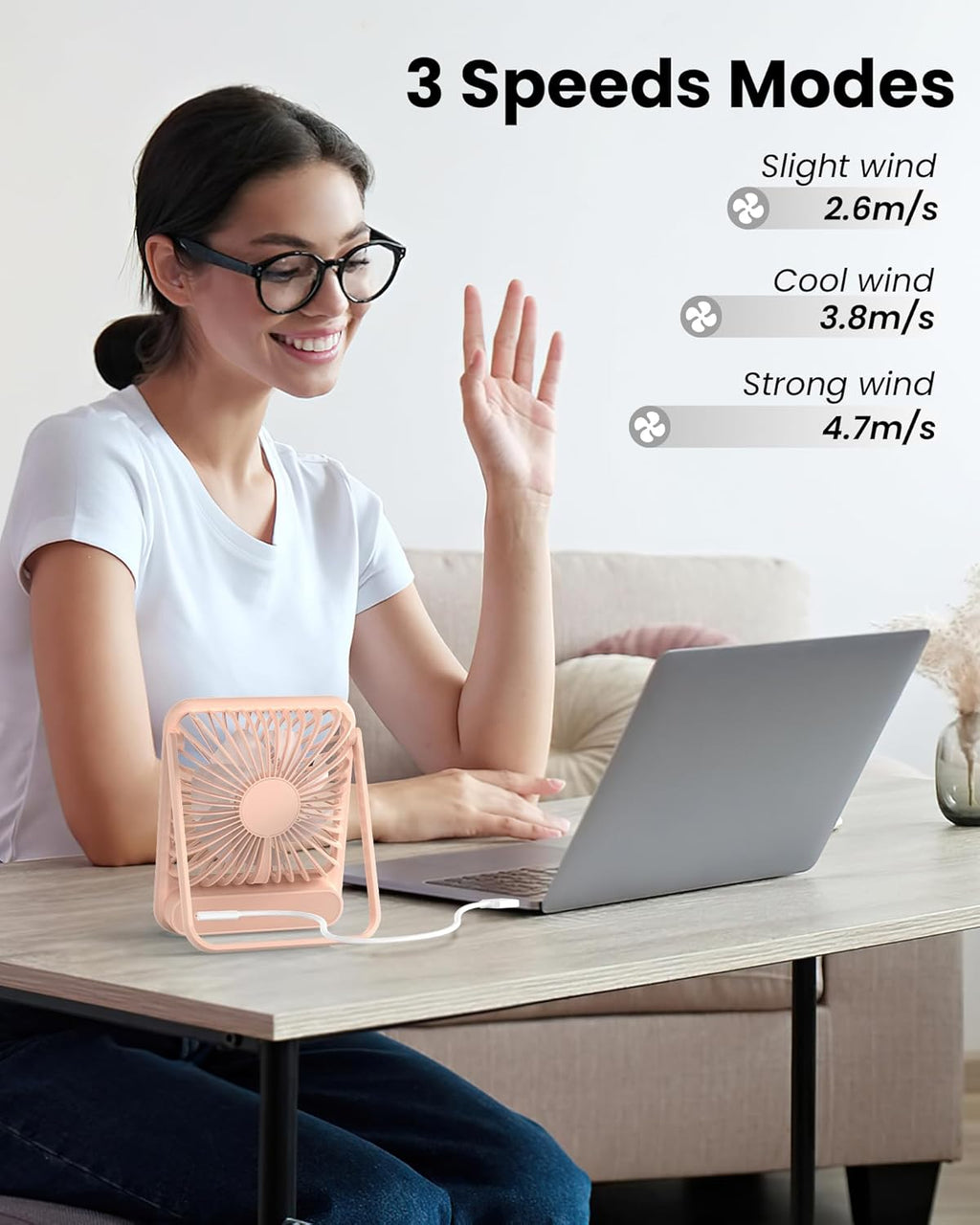 Koonie - Ventilador de escritorio USB, ventilador pequeño ultra sil...