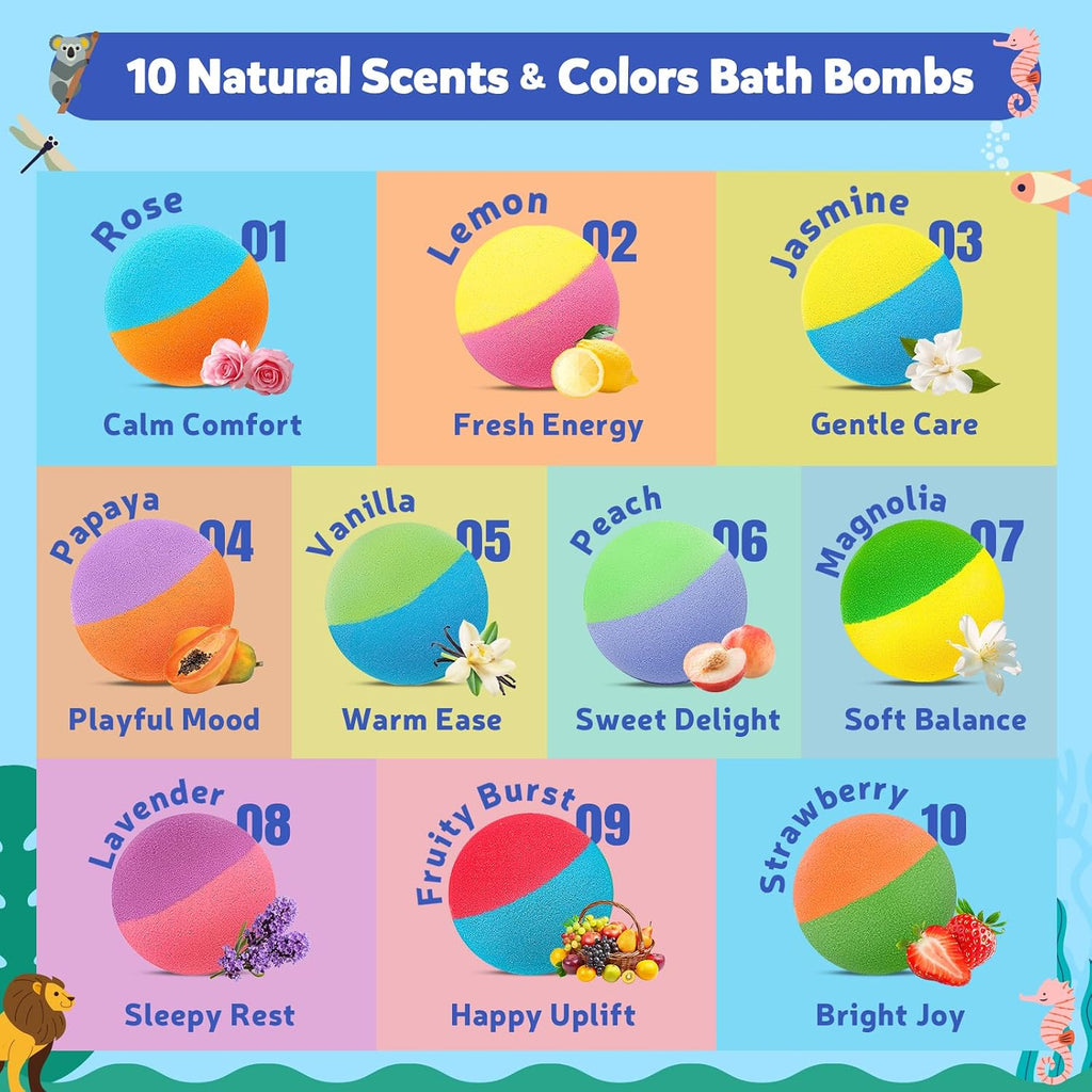 40 bombas de baño para niños con juguetes de animales del océano y la selva, cajas de regalo de doble temática