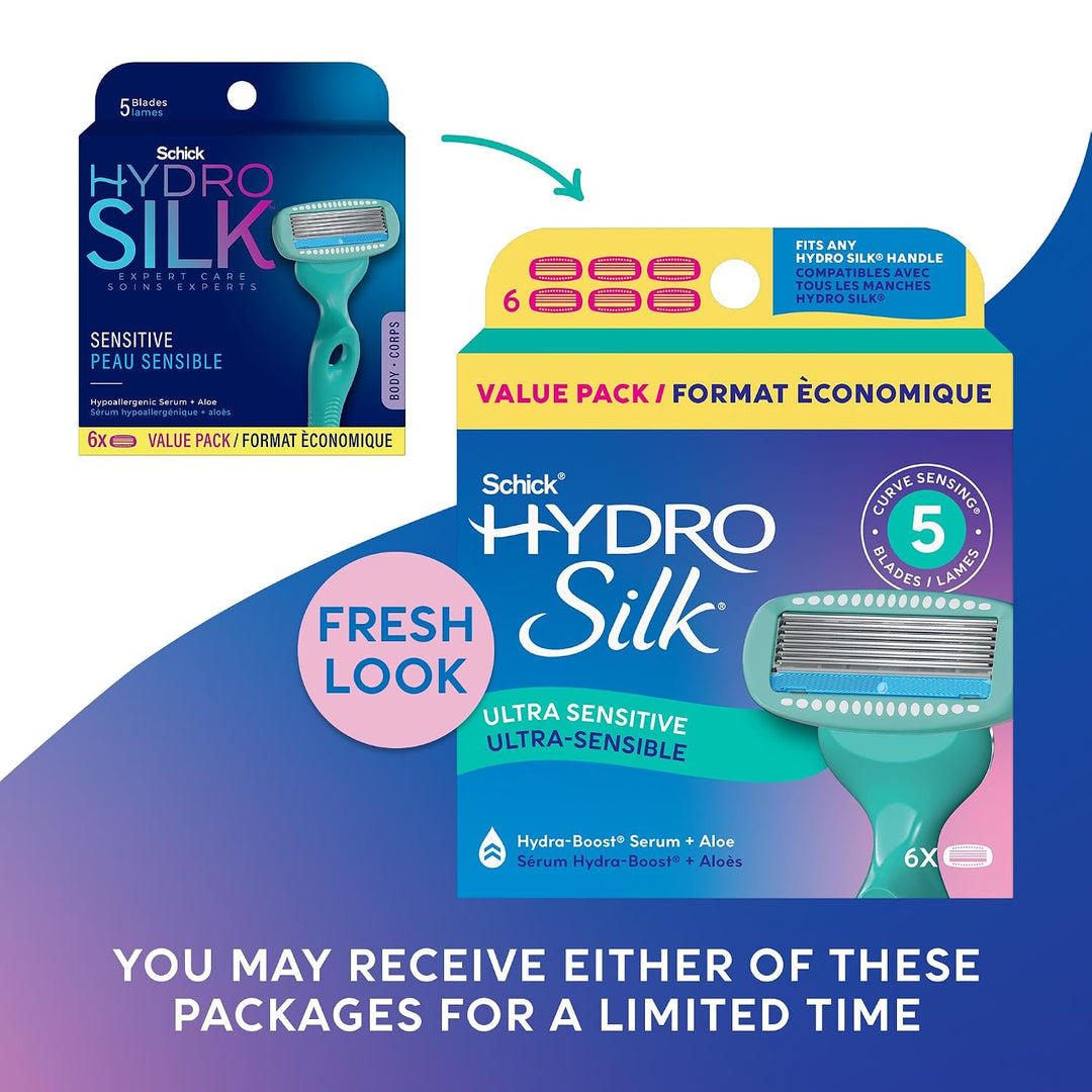 Schick Hydro Silk Recambios de cuchillas de afeitar sensibles, maqu...