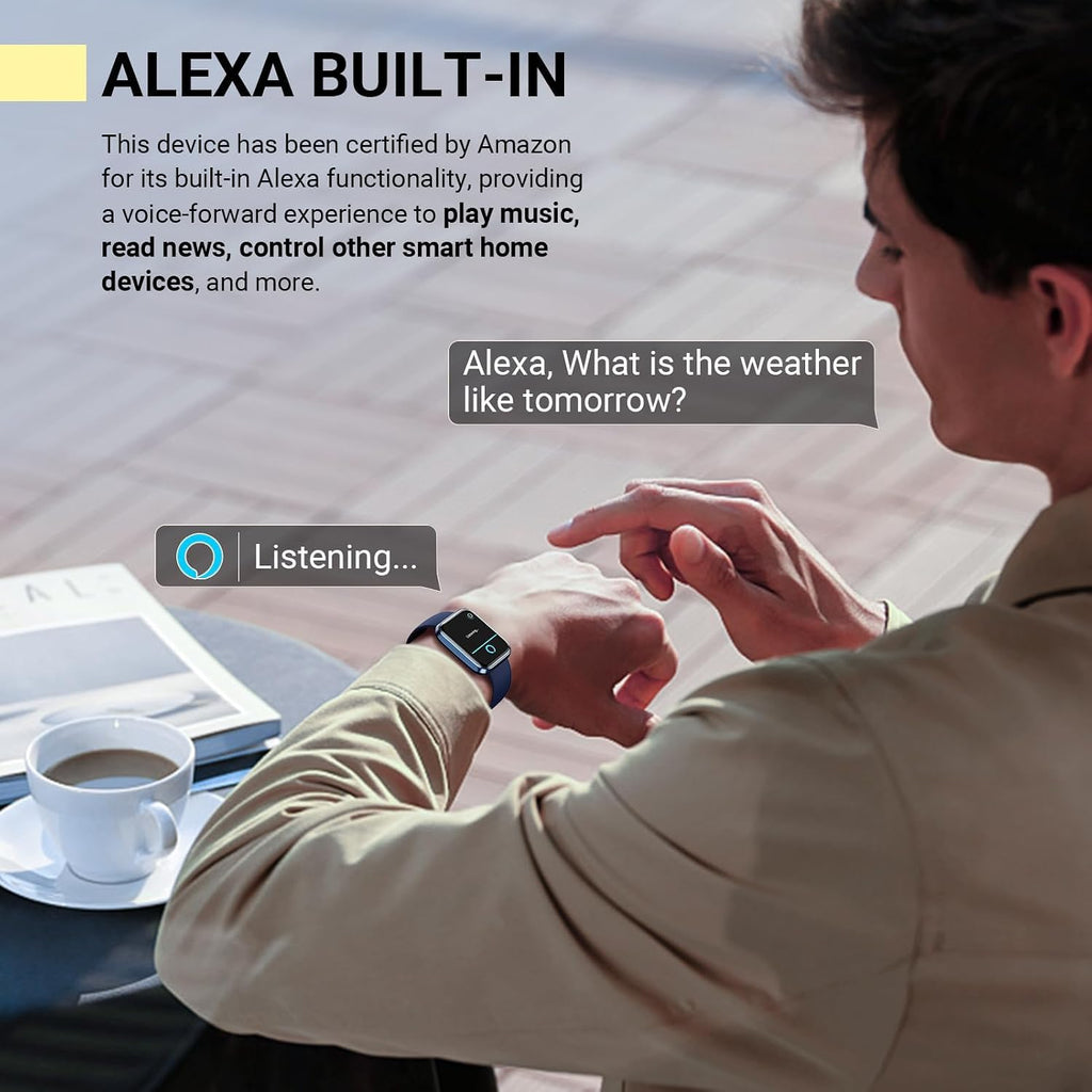 Reloj inteligente para mujeres/hombres, compatible con Android y iPhone, reloj de seguimiento de actividad física de 1.8 pulgadas con Alexa, alertas de llamadas y notificaciones, monitor de frecuencia