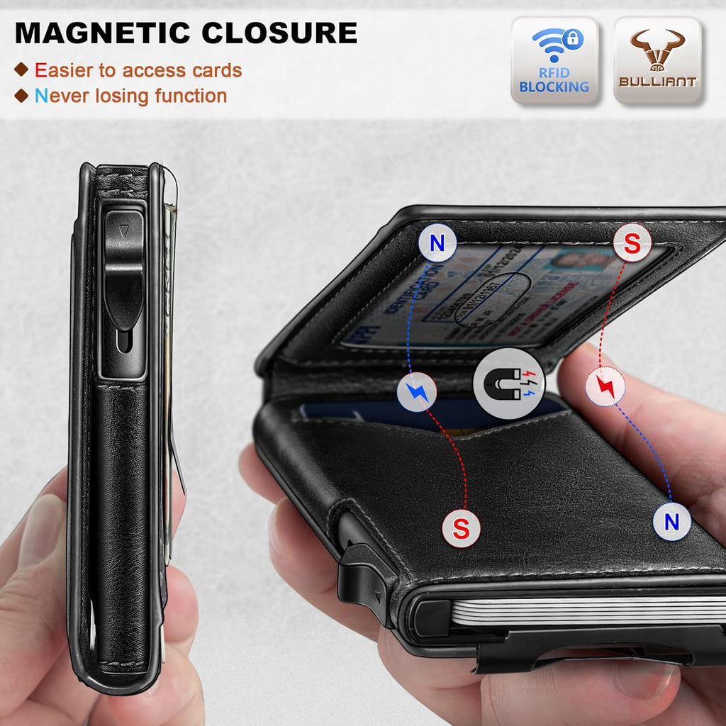 BULLIANT Billetera magnética de metal con clip para dinero, 9 tarje...