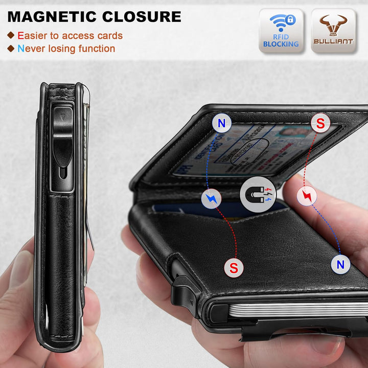BULLIANT Billetera magnética de metal con clip para dinero, 9 tarje...