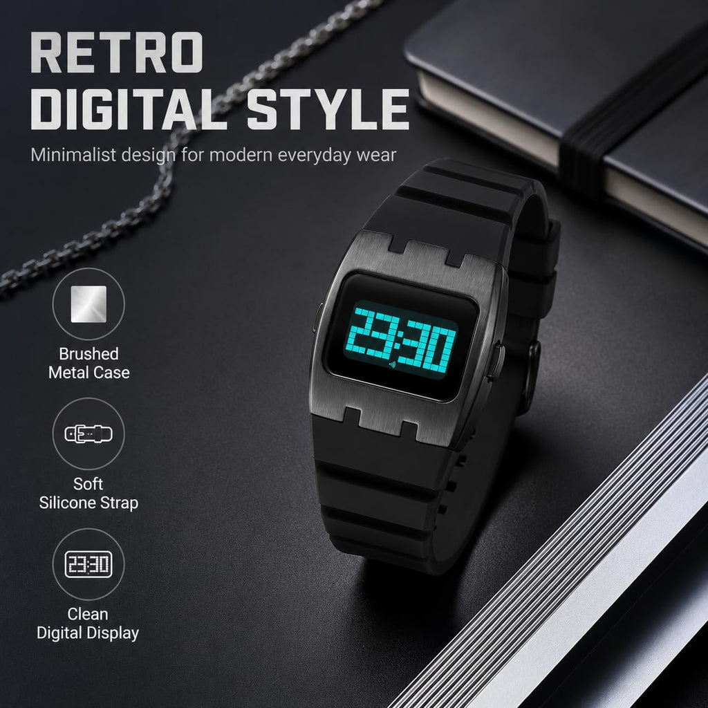 Reloj deportivo digital para hombre, impermeable, con pantalla LED, cronómetro, alarma, fecha, banda de silicona, reloj de pulsera ligero