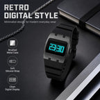 Reloj deportivo digital para hombre, impermeable, con pantalla LED, cronómetro, alarma, fecha, banda de silicona, reloj de pulsera ligero