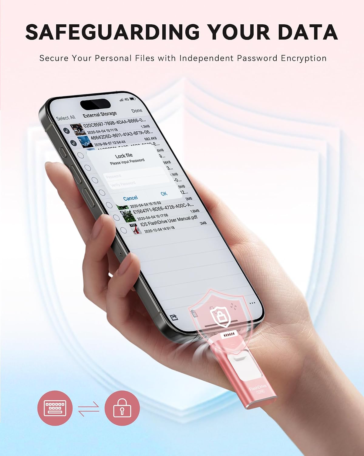 Unidad Flash Certificada MFi de Apple de 512GB para iPhone, Stick d...