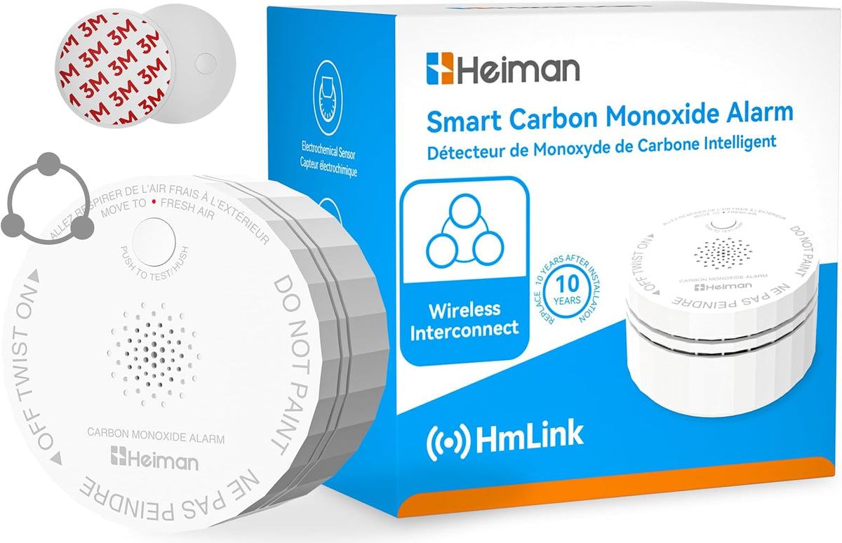 HEIMAN Detector de monóxido de carbono (CO), alarma de CO con pilas, alarma portátil de monóxido de carbono