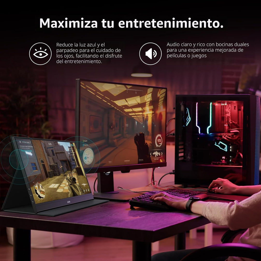 MNN Monitor portátil de 15.6 pulgadas FHD 1080P USB C HDMI Gaming,...