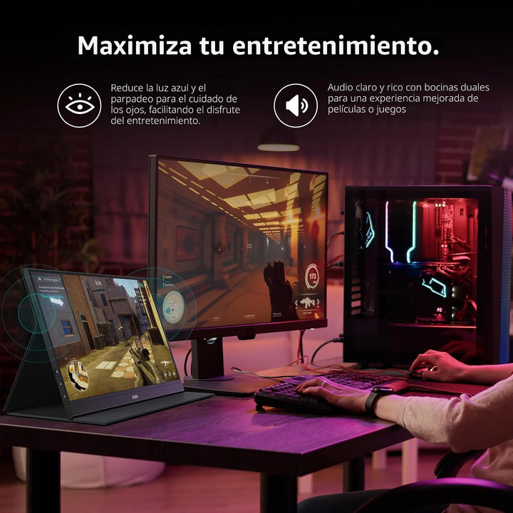 MNN Monitor portátil de 15.6 pulgadas FHD 1080P USB C HDMI Gaming,...
