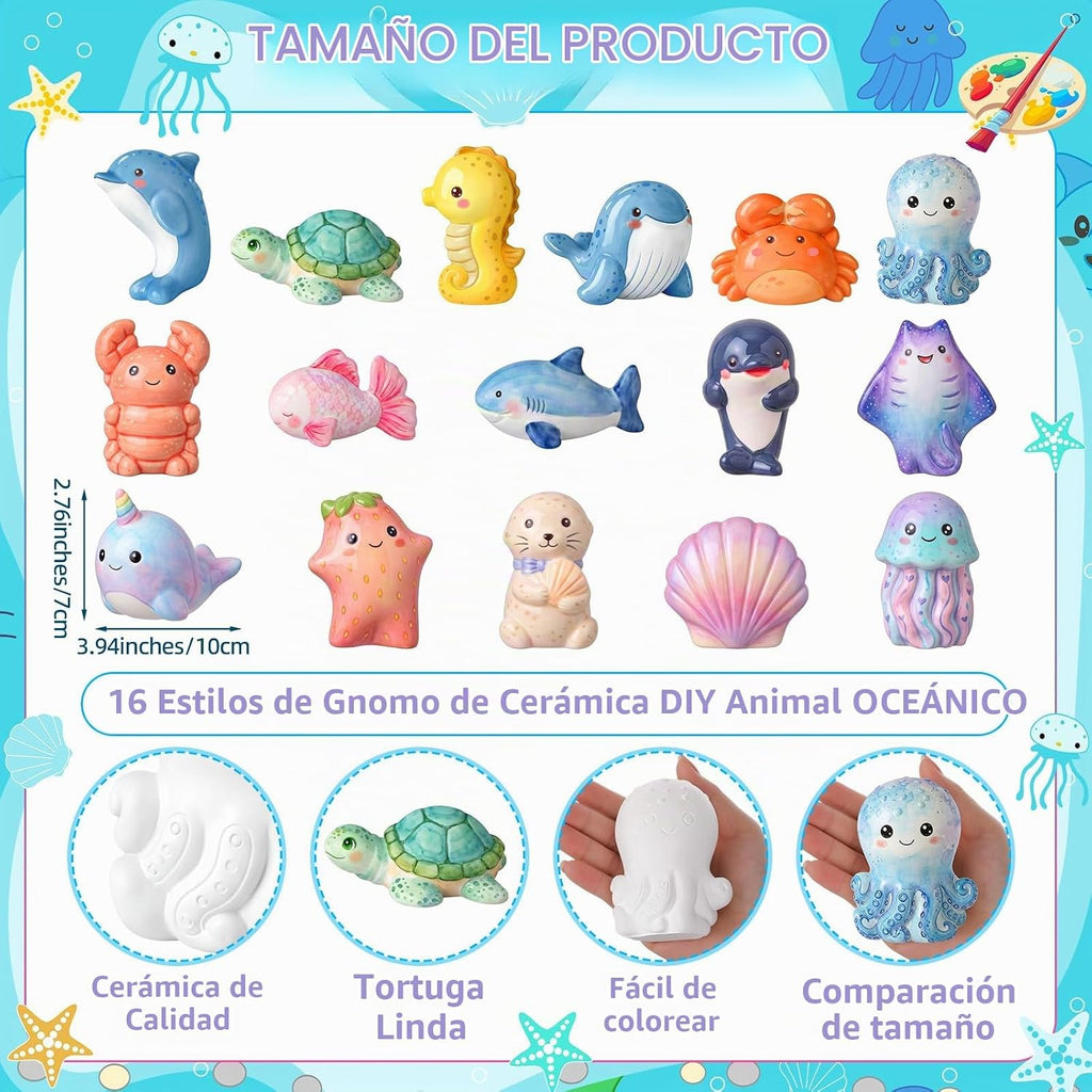 Reallnaive Paquete de 16 piezas de pintura de cerámica de animales