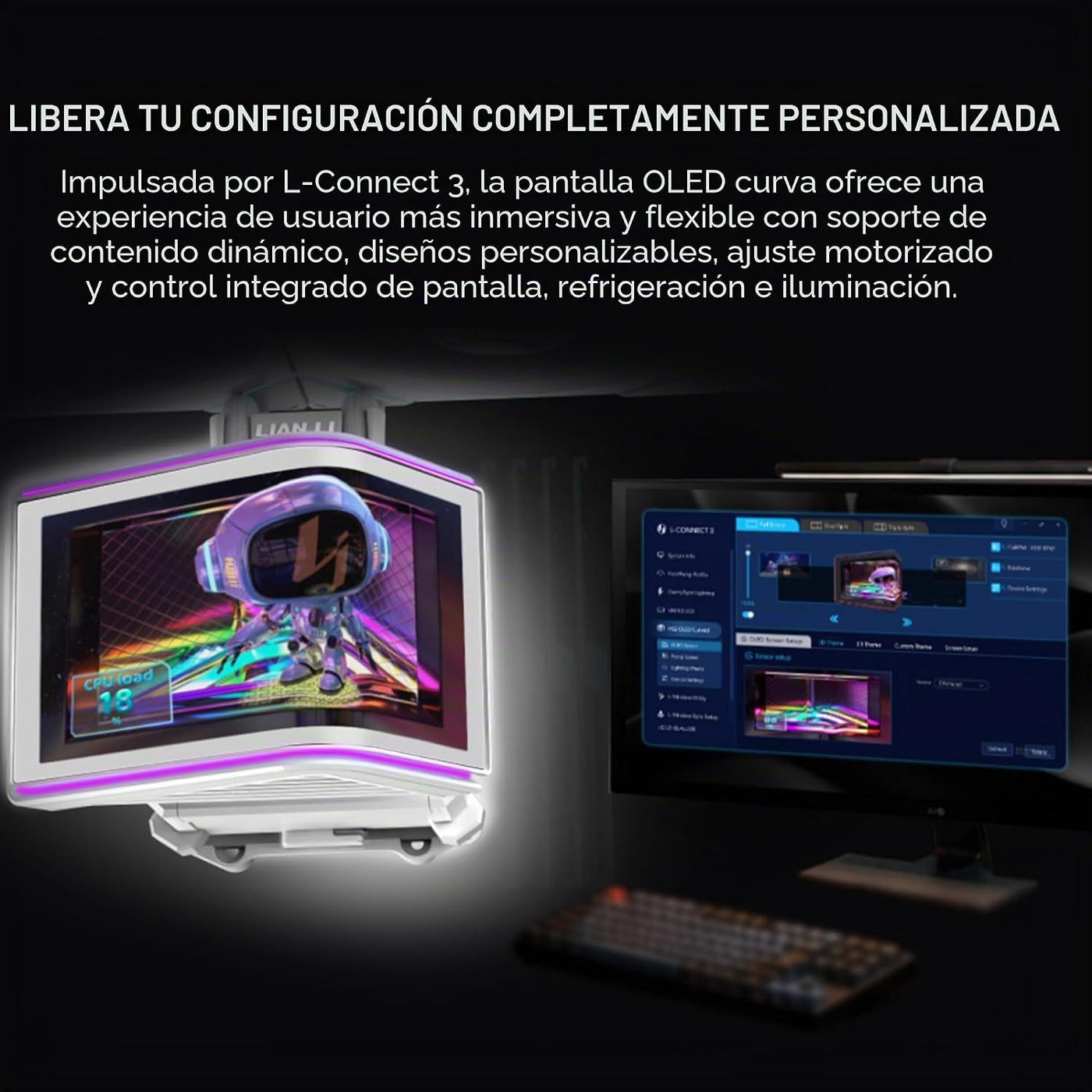 Lian Li Hydroshift II OLED Curvo 360TL-Enfriador de CPU líquido-Bla...