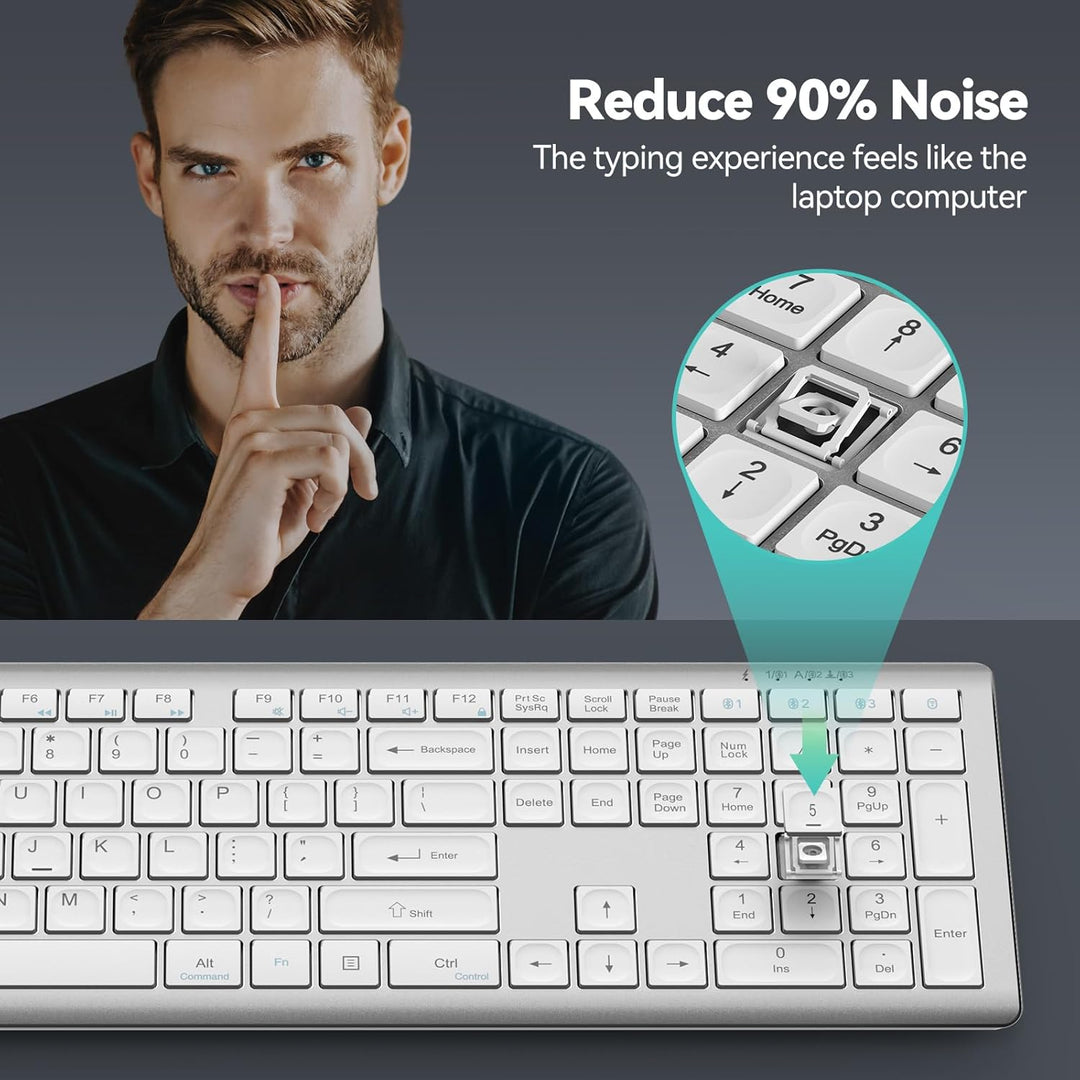 Teclado Bluetooth recargable TECKNET, cambio gratuito entre 4 dispo...