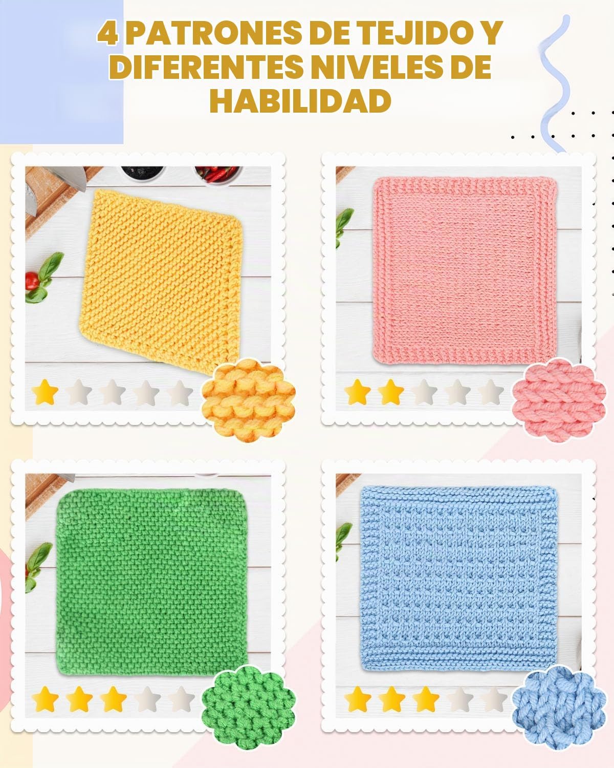 Aeelike Kit de tejido para adultos principiantes, juego de punto de paño de