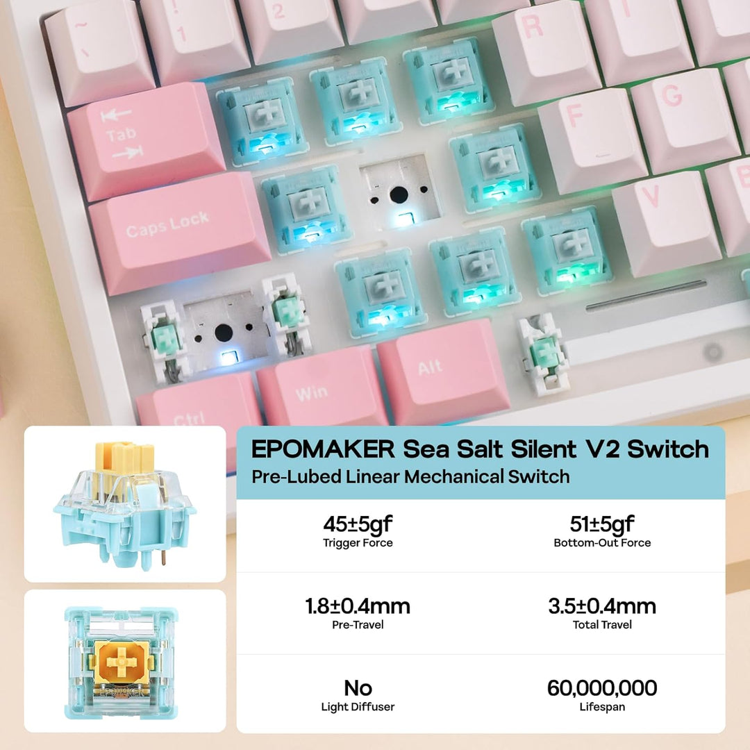 EPOMAKER TH108 Teclado mecánico de tamaño completo, teclado inalámb...