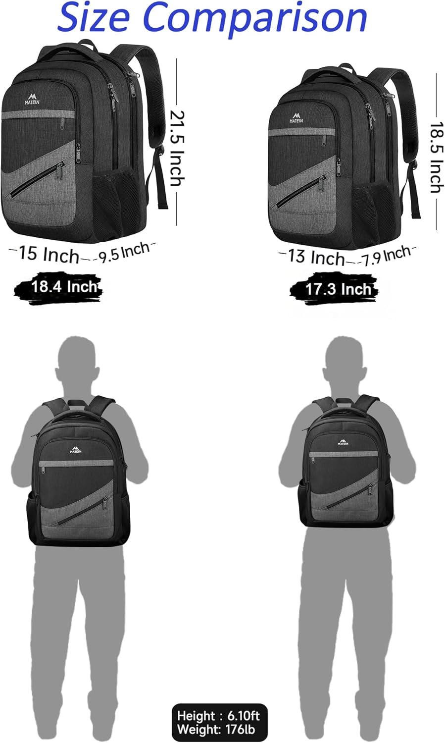 MATEIN - Mochila de 17 pulgadas para hombres, mochila profesional p...