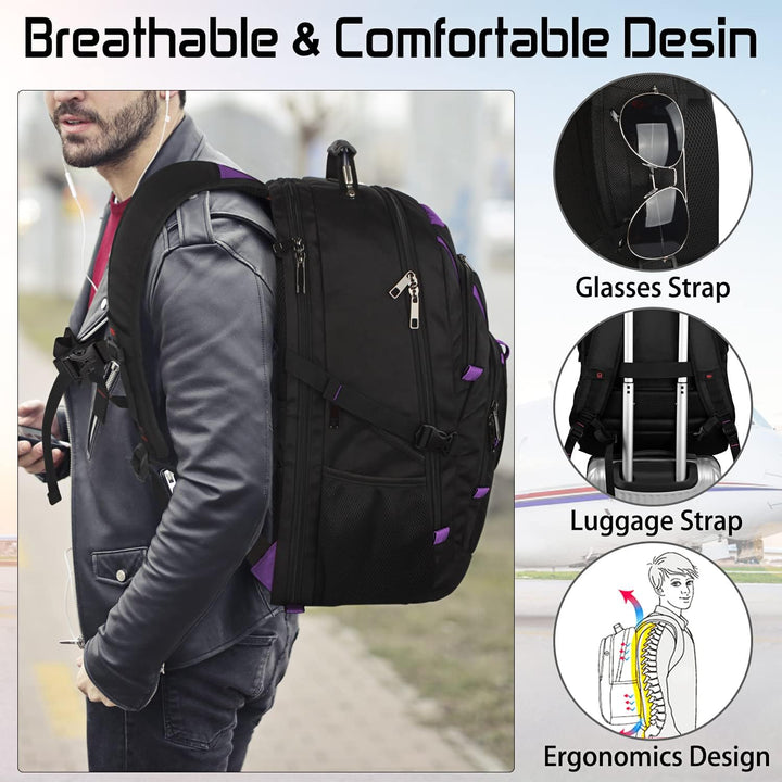 Mochila de viaje de 18.4 pulgadas para hombres y mujeres, 55-60L mo...