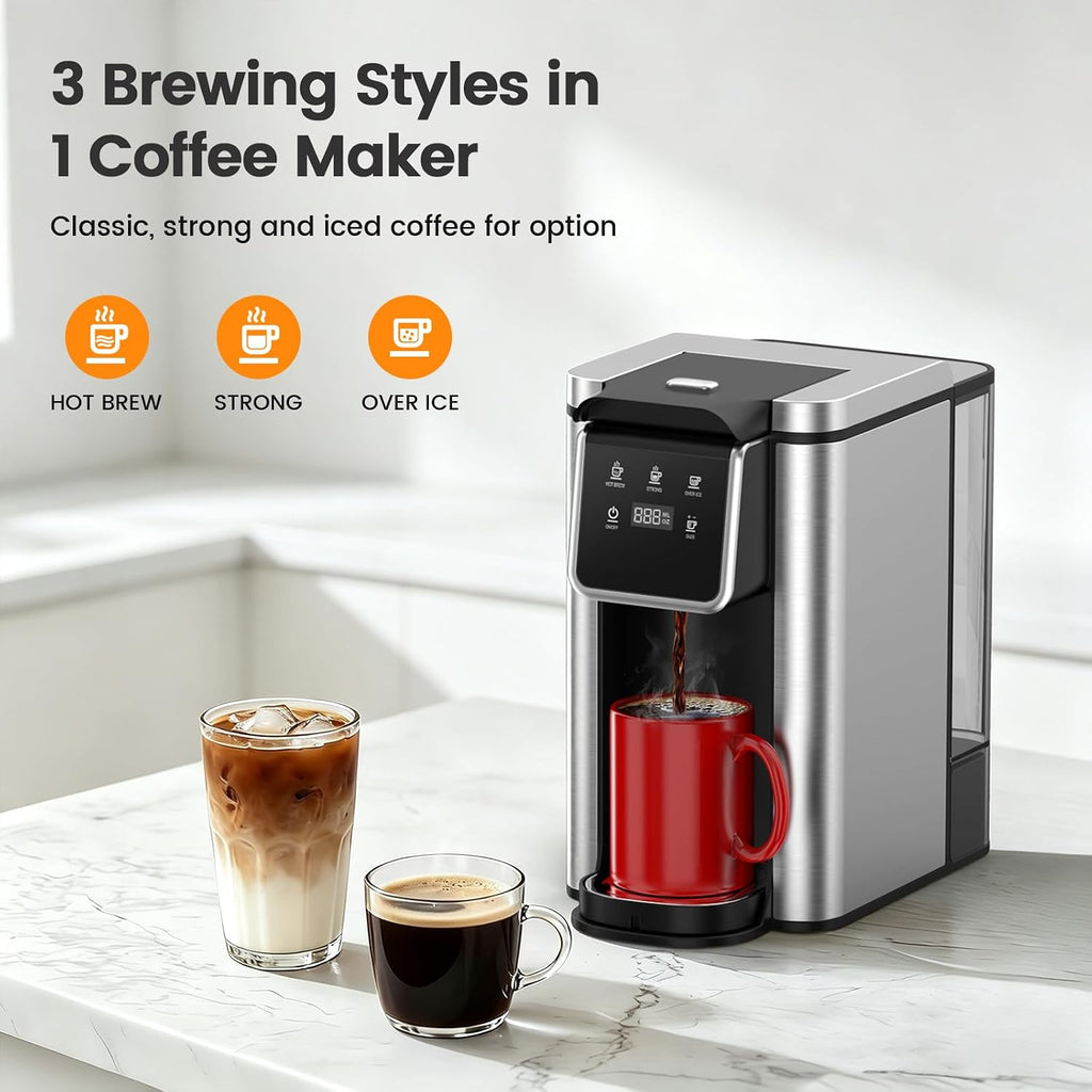 Cafetera de una sola porción para cápsulas K-Cup y molidos, cafetera